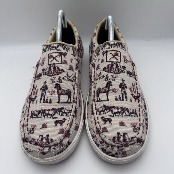 Twisted X Casual Shoes Womens Western Print Maroon Ivory Size 9.5 M WCA0073 - Picture 2 of 7
